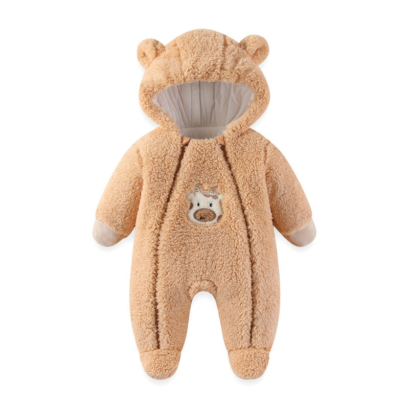 Winter Clothes Thickened Cotton Baby Clothes Infant Autumn And Winter Set - Khaki Cow / 59cm