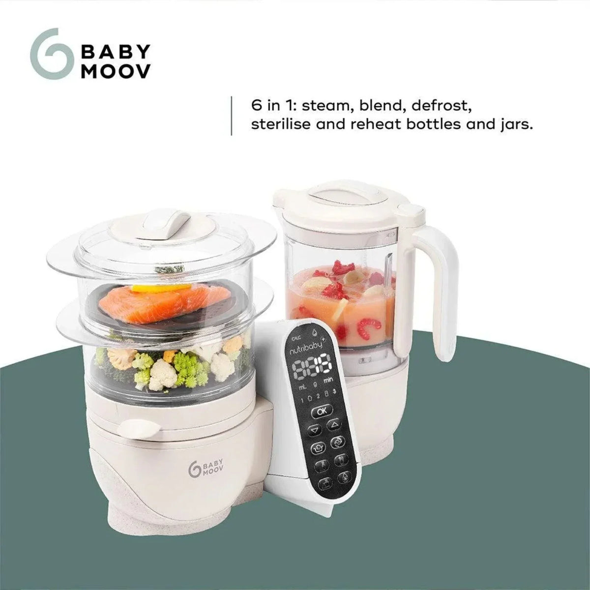 Babymoov Nutribaby (+) 6-in-1 Baby Food Maker - Mineral - Steamers & Blenders & Warmers