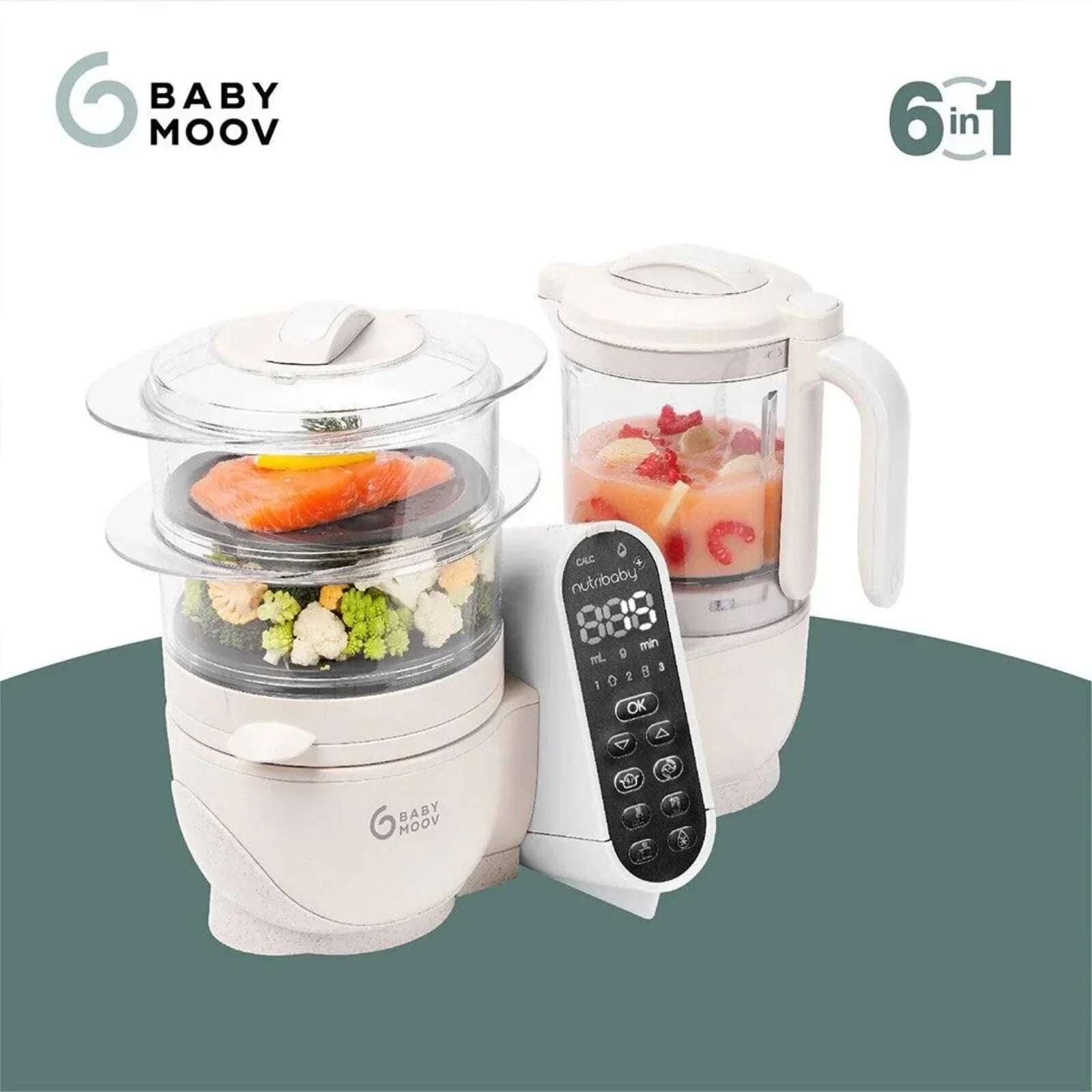 Babymoov Nutribaby (+) 6-in-1 Baby Food Maker - Mineral - Steamers & Blenders & Warmers