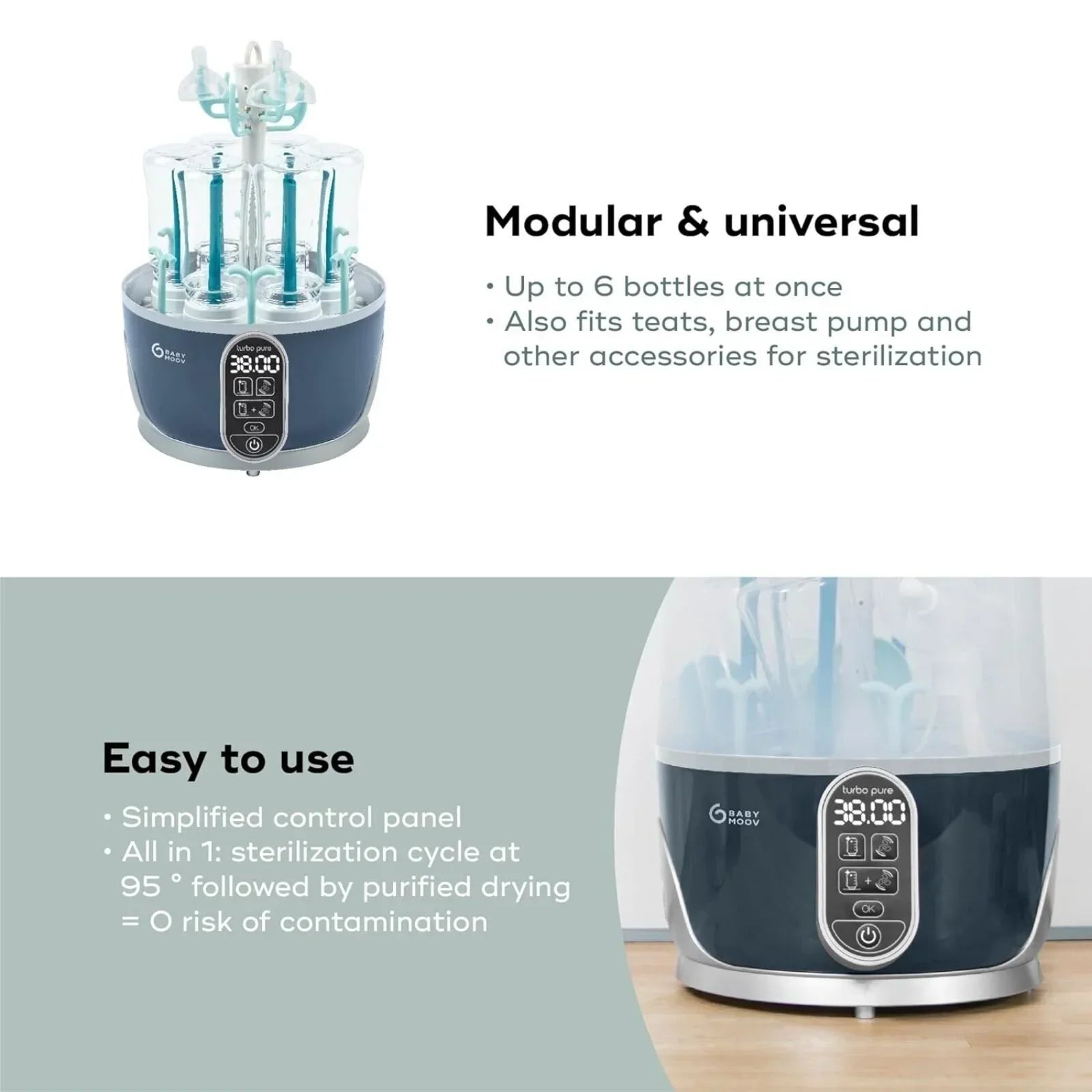 Babymoov Turbo Pure 3-in-1 Steriliser & Dryer & Purified Bottle Storage - Steriliser Units