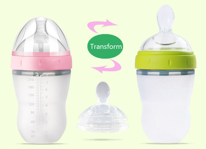 Baby’s bottle with spoon