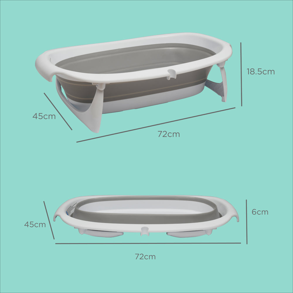 Vital Baby Foldable Compact Baby Bath - White & Grey