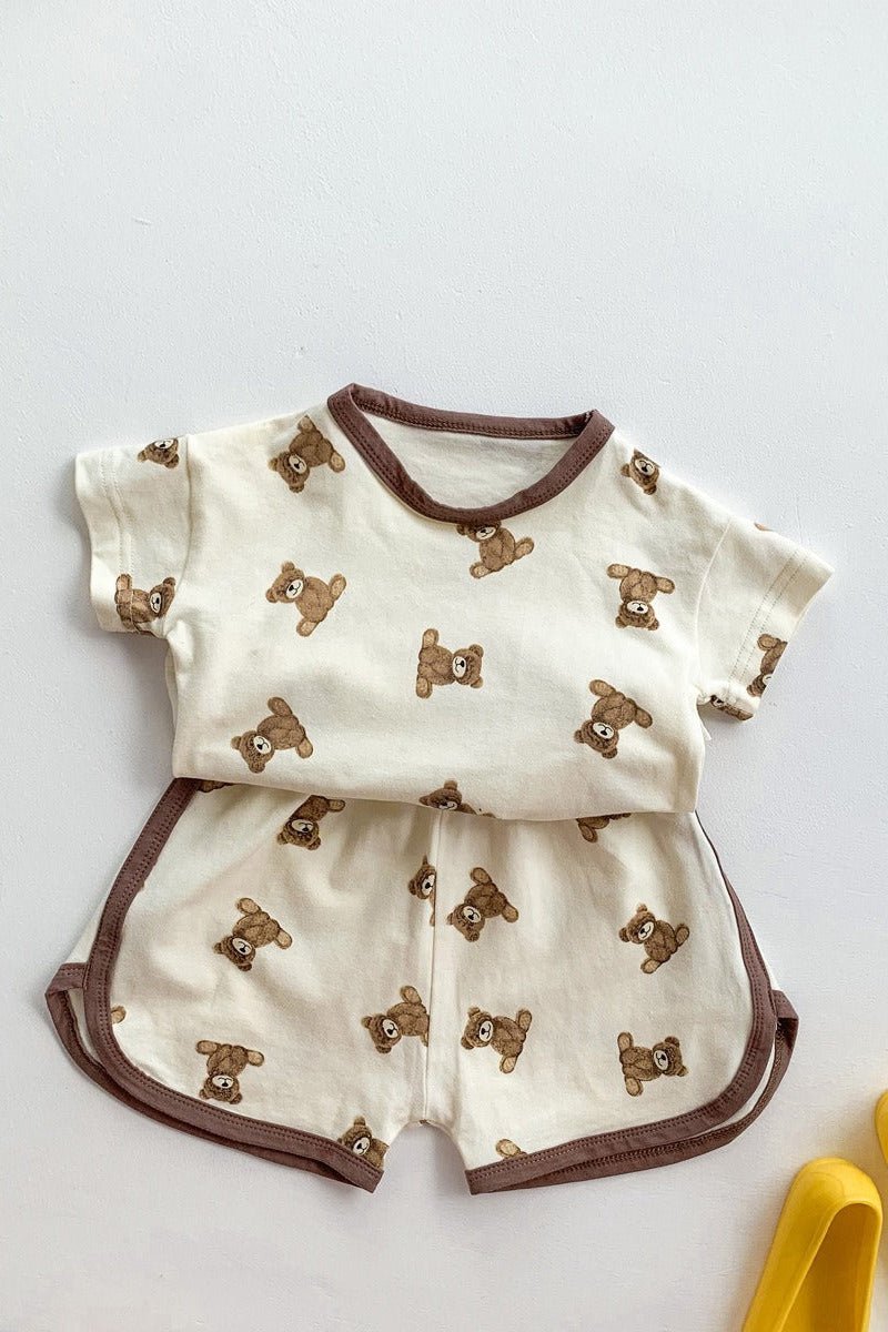 Bear 2 Piece T-Shirt & Shorts Set - Outfit Sets