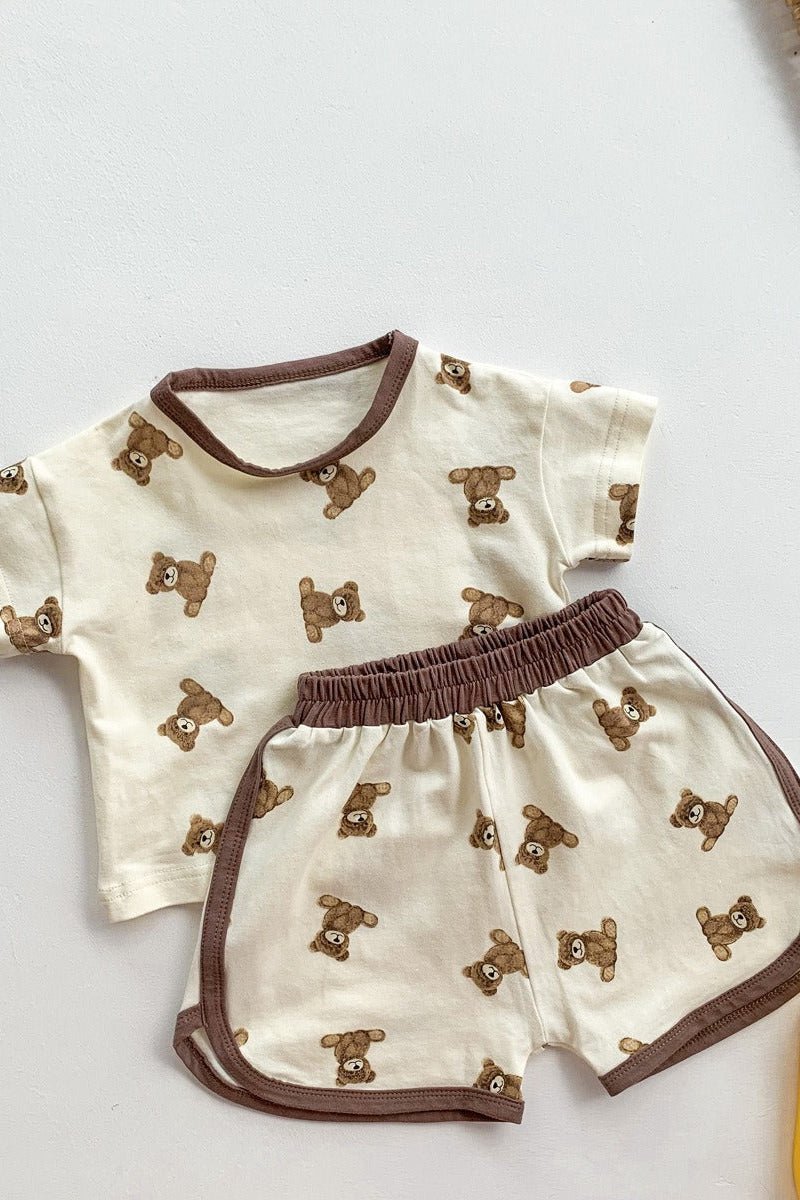 Bear 2 Piece T-Shirt & Shorts Set - Outfit Sets
