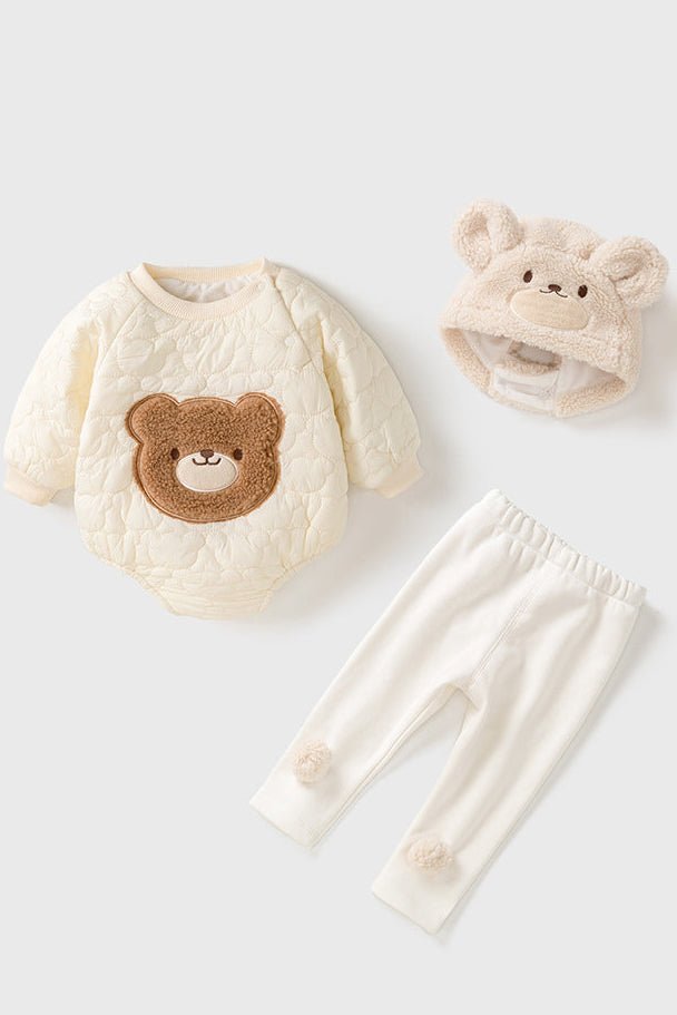 Bear 3 Piece Set (Bodysuit Leggings Hat) - Outfit Sets