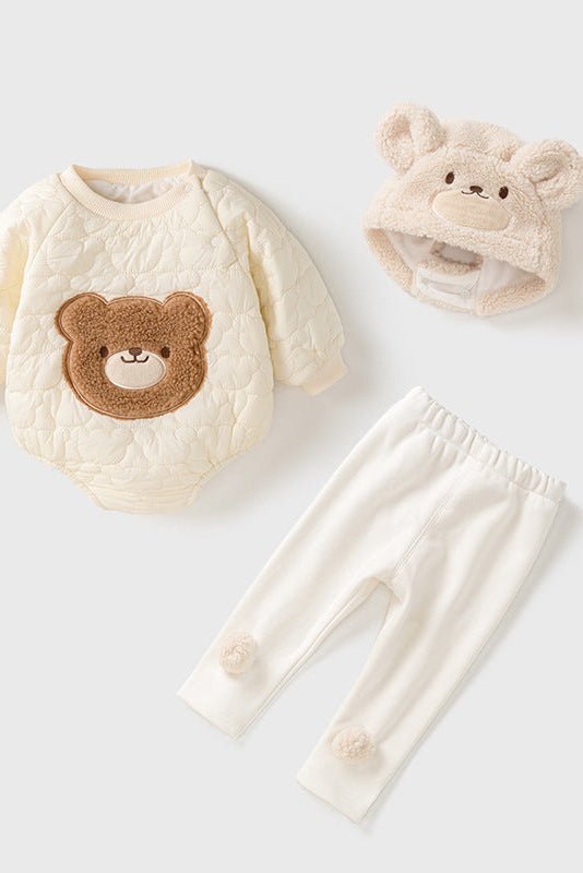 Bear 3 Piece Set (Bodysuit Leggings Hat) - Outfit Sets