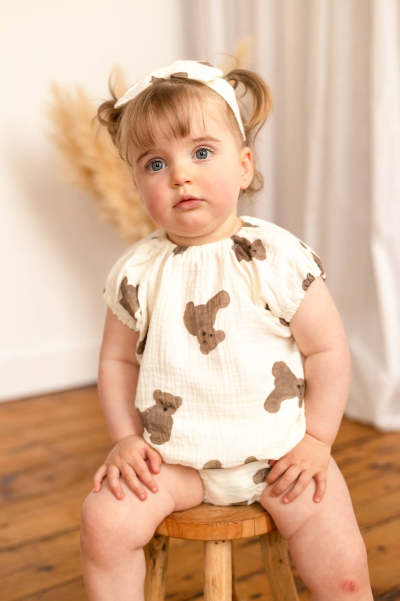 Bear 3 Piece Summer Set (T-Shirt Shorts & Headband) - 2-3 Y - Outfit Sets