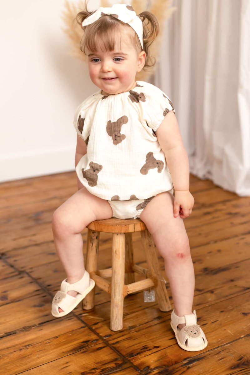 Bear 3 Piece Summer Set (T-Shirt Shorts & Headband) - 0-6 M - Outfit Sets