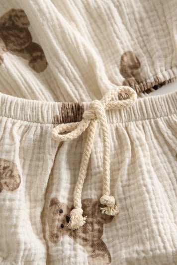 Bear 3 Piece Summer Set (T-Shirt Shorts & Headband) - Outfit Sets