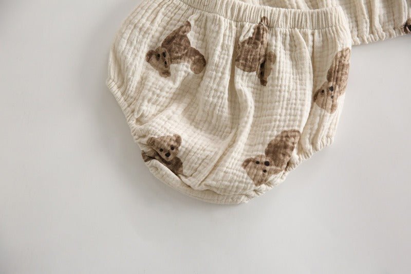 Bear 3 Piece Summer Set (T-Shirt Shorts & Headband) - Outfit Sets