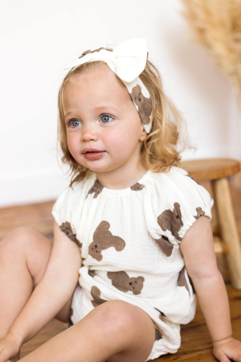 Bear 3 Piece Summer Set (T-Shirt Shorts & Headband) - Outfit Sets