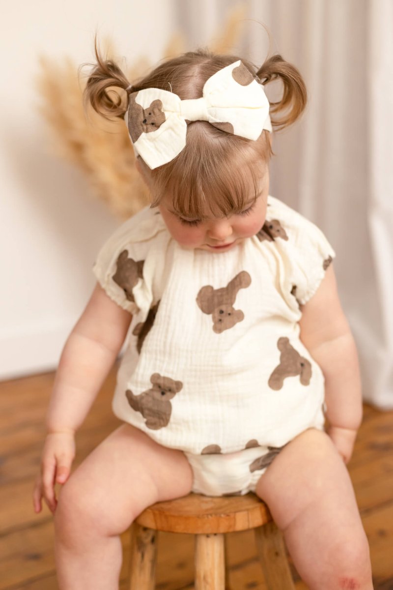 Bear 3 Piece Summer Set (T-Shirt Shorts & Headband) - Outfit Sets