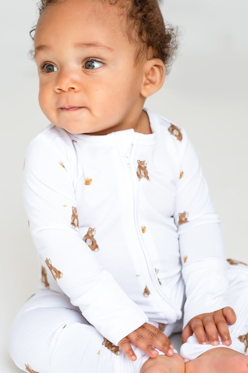 Bear Cotton Zip Sleepsuit One Piece - Sleepsuits
