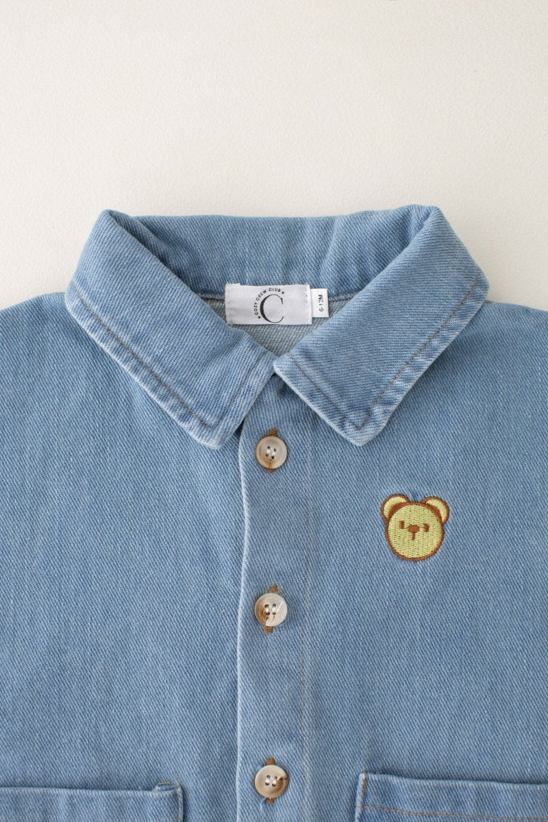 Bear Denim Piece Light or Dark Denim - Light Denim / 0-6 M - Rompers