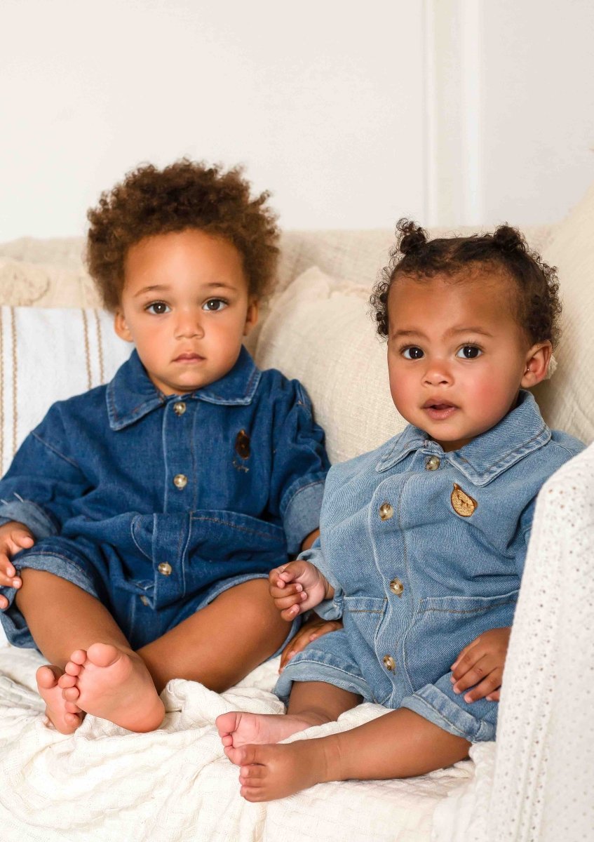 Bear Denim Piece Light or Dark Denim - Rompers