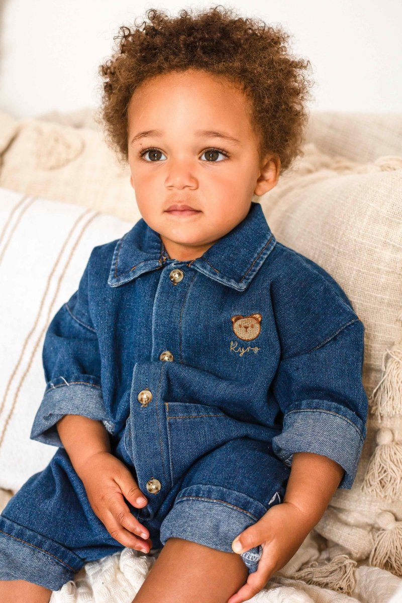 Bear Denim Piece Light or Dark Denim - Rompers