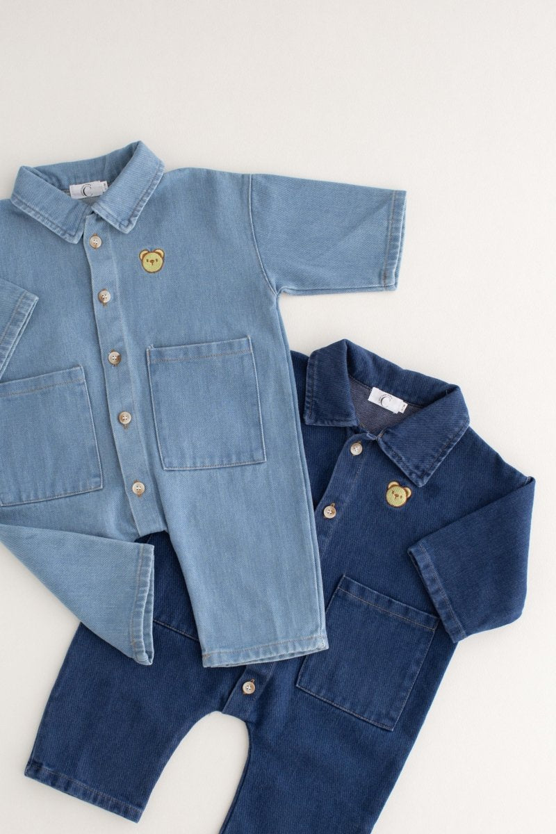 Bear Denim Piece Light or Dark Denim - Rompers