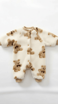 Bear Fleece Romper Cream or Brown - Bear Fleece Cream / 0-6 M - Rompers