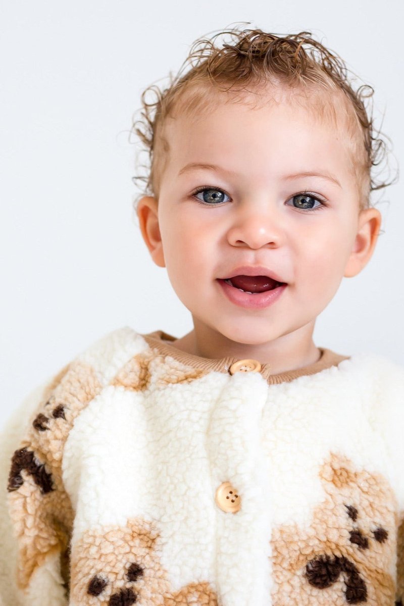 Bear Fleece Romper Cream or Brown - Rompers