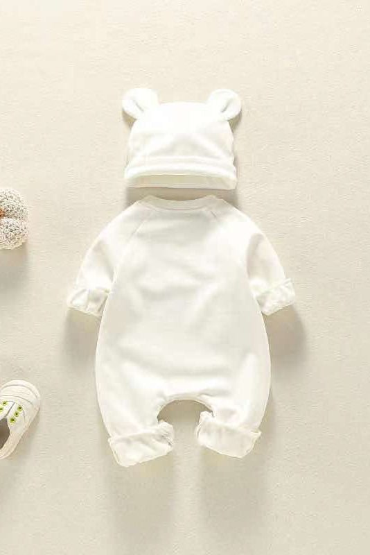 Bear Patch Romper Hat - Brown or White - Rompers