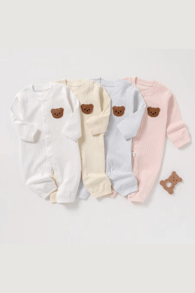 Bear Romper Ribbed 100% Cotton - Rompers