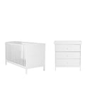 Bebe & Beyond Dreamer Cot Bed & Changer Two Piece Nursery Furniture Set - White