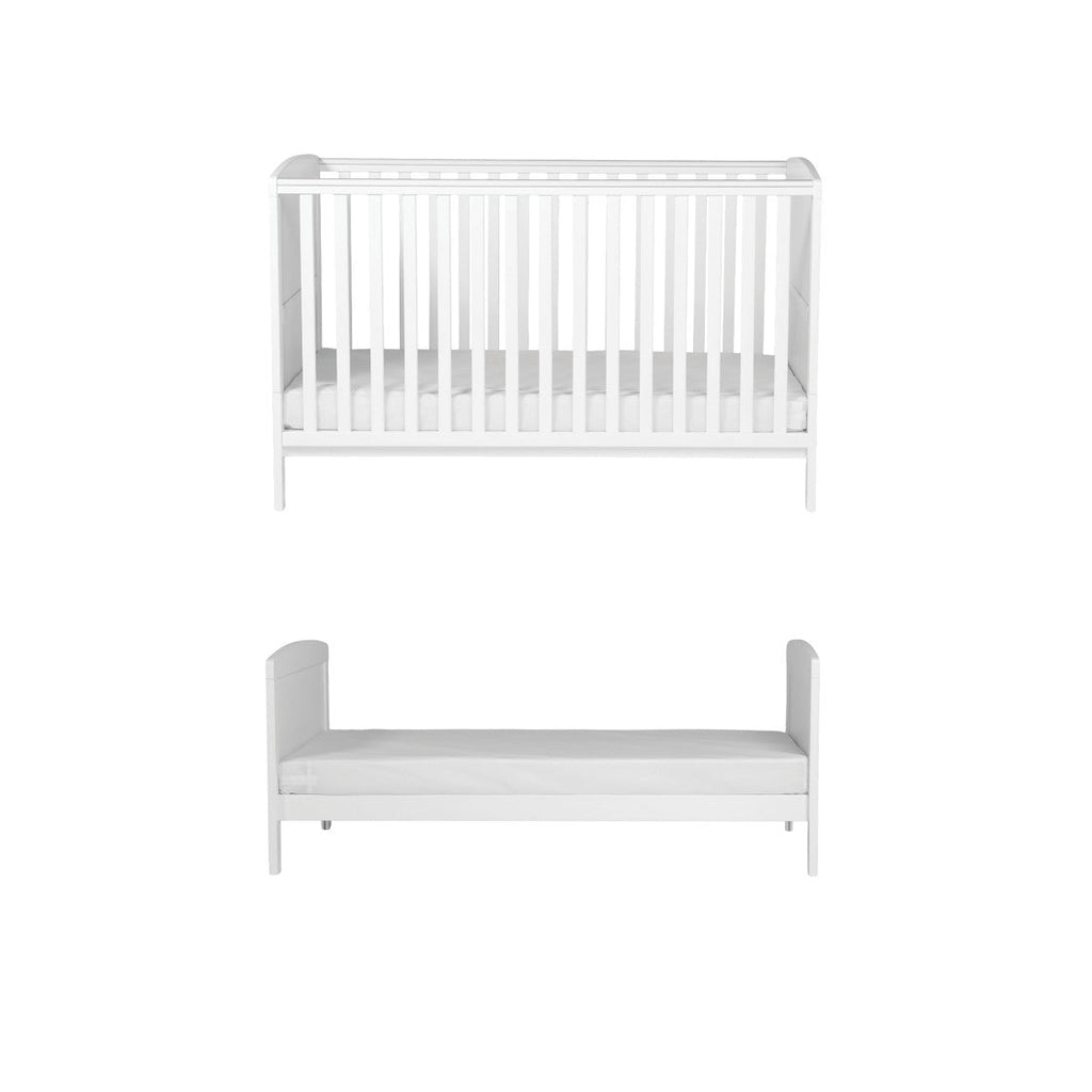 Bebe & Beyond Dreamer Cot Bed & Changer Two Piece Nursery Furniture Set - White