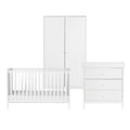 Bebe & Beyond Dreamer Cot Bed, Wardrobe & Changer Three Piece Nursery Furniture Set - White