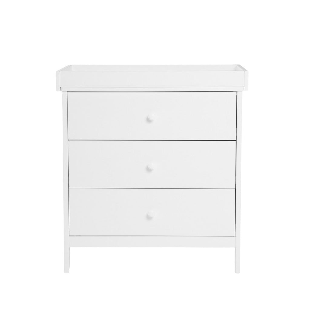 Bebe & Beyond Dreamer Cot Bed, Wardrobe & Changer Three Piece Nursery Furniture Set - White