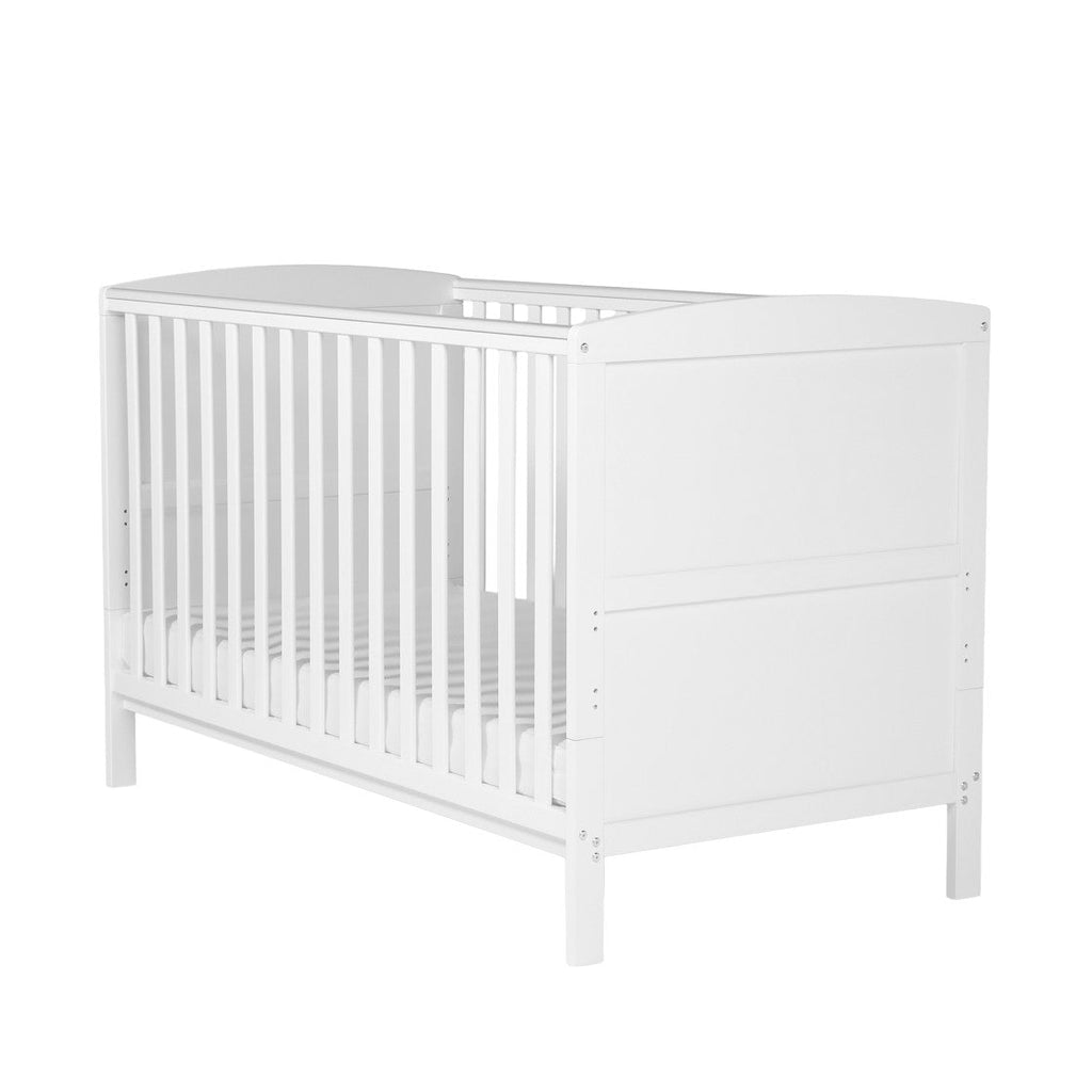 Bebe & Beyond Dreamer Cot Bed, Wardrobe & Changer Three Piece Nursery Furniture Set - White