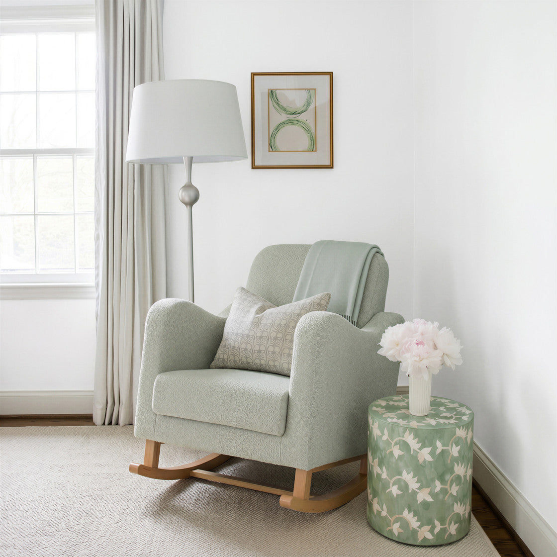 Bebe & Beyond Soother Nursing Chair - Sage Boucle - Nursing Chair