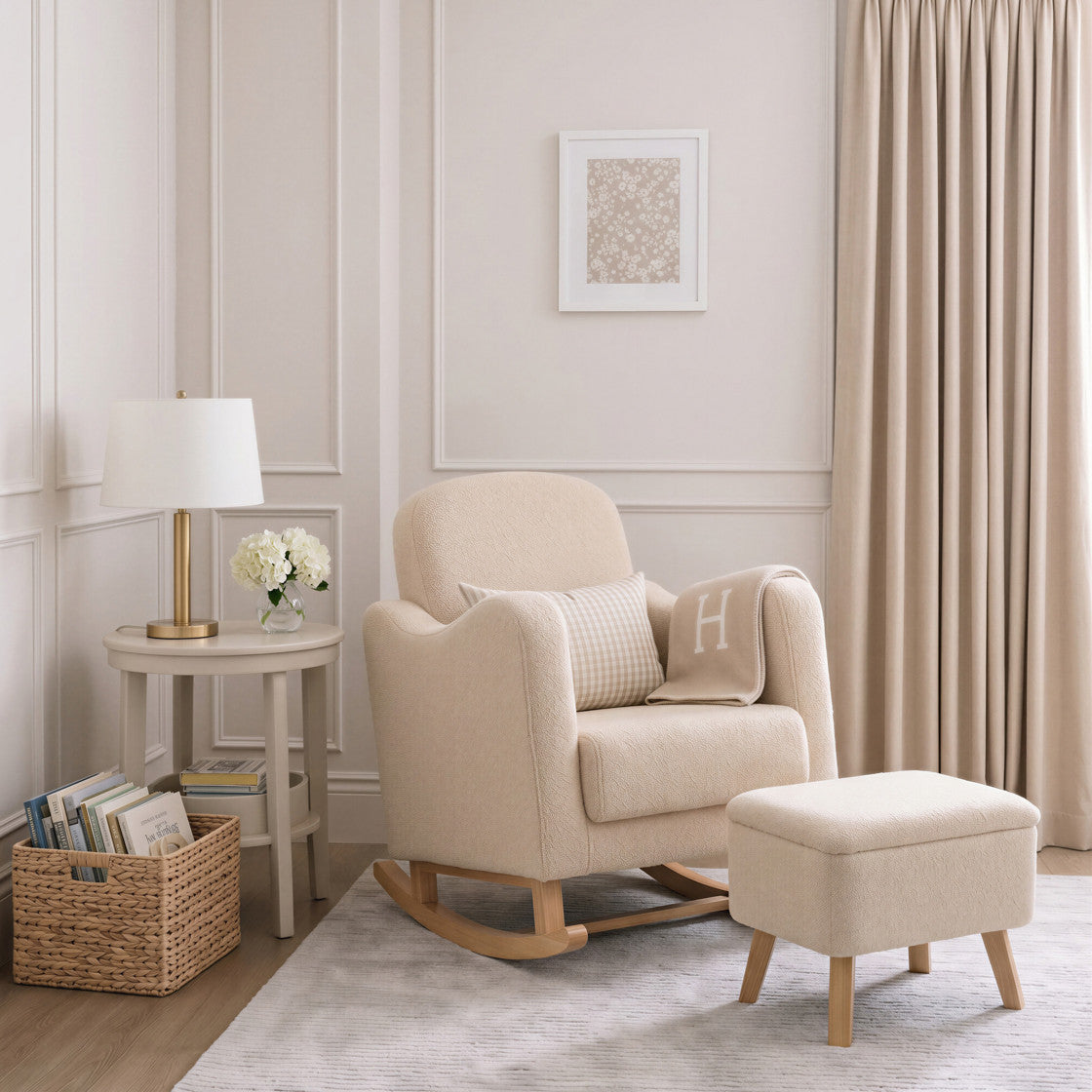 Bebe & Beyond Soother Nursing Chair & Stool - Oat Ted