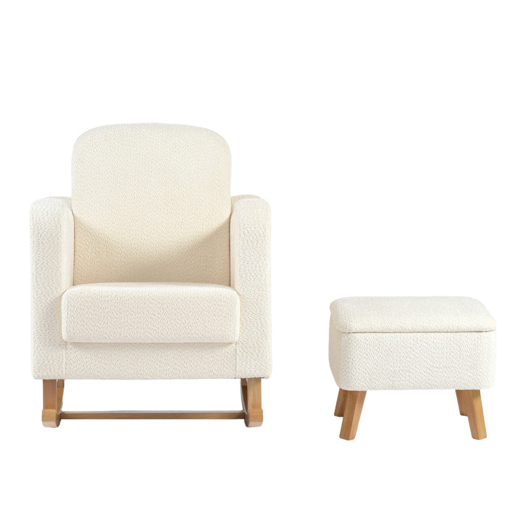 Bebe & Beyond Soother Nursing Chair & Stool - Off White Boucle