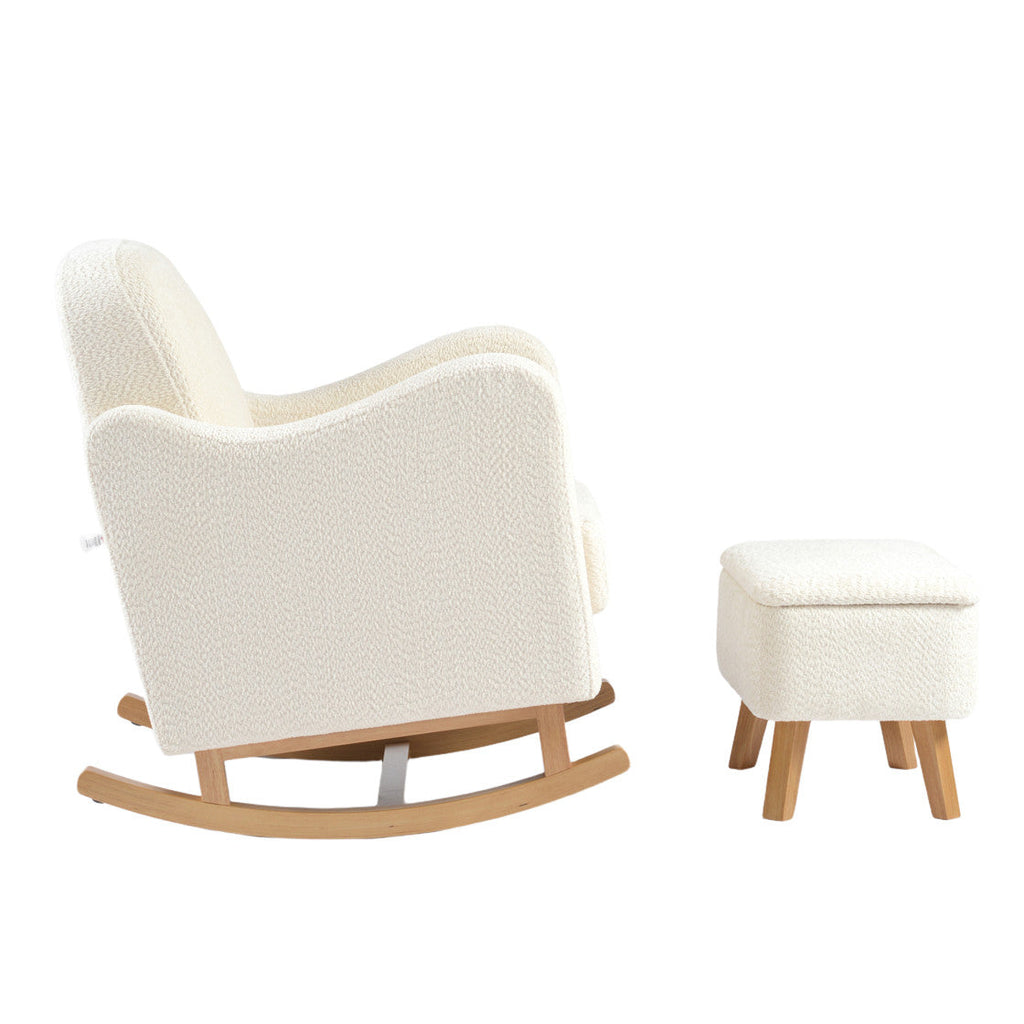 Bebe & Beyond Soother Nursing Chair & Stool - Off White Boucle
