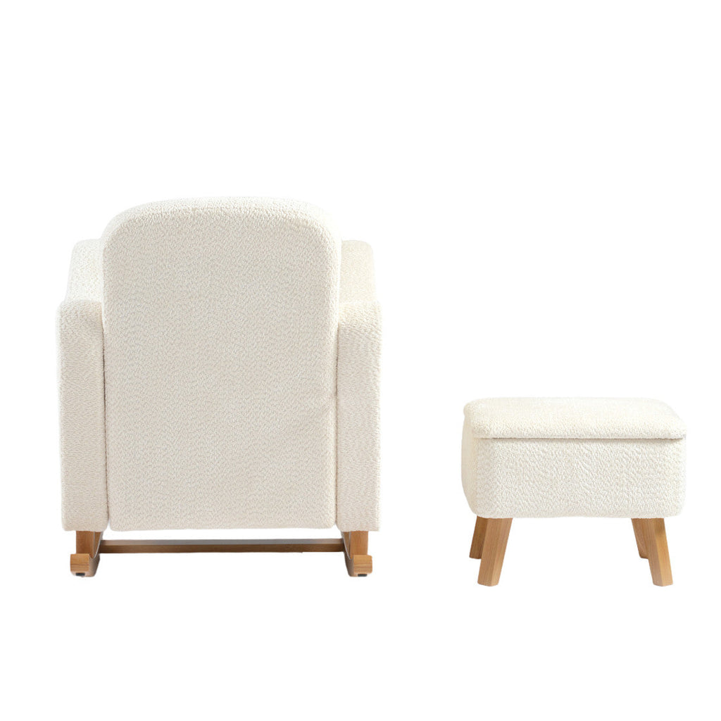 Bebe & Beyond Soother Nursing Chair & Stool - Off White Boucle