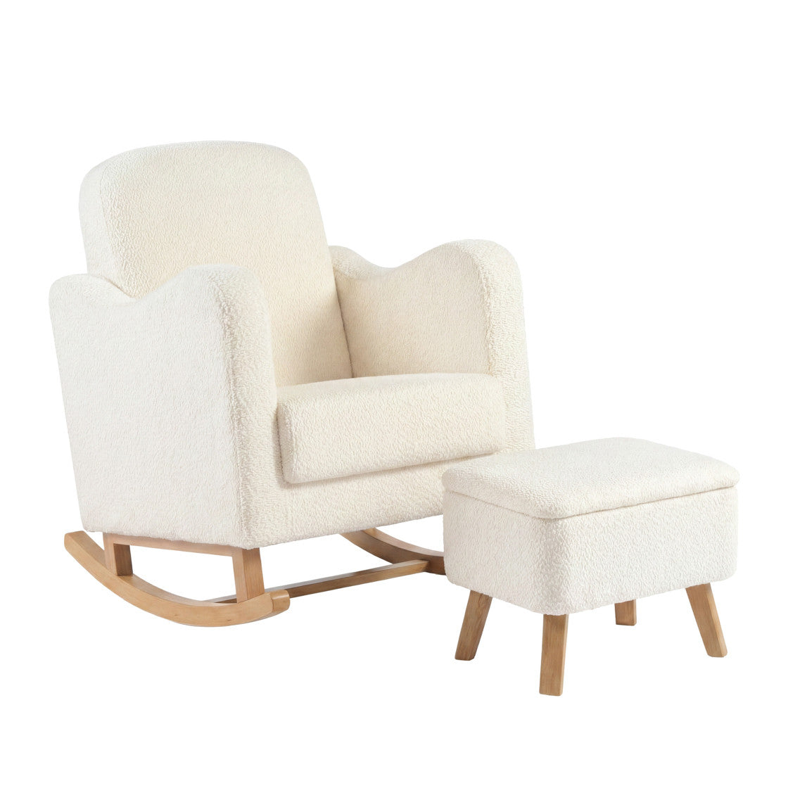 Bebe & Beyond Soother Nursing Chair & Stool - Off White Boucle - Nursing Chair