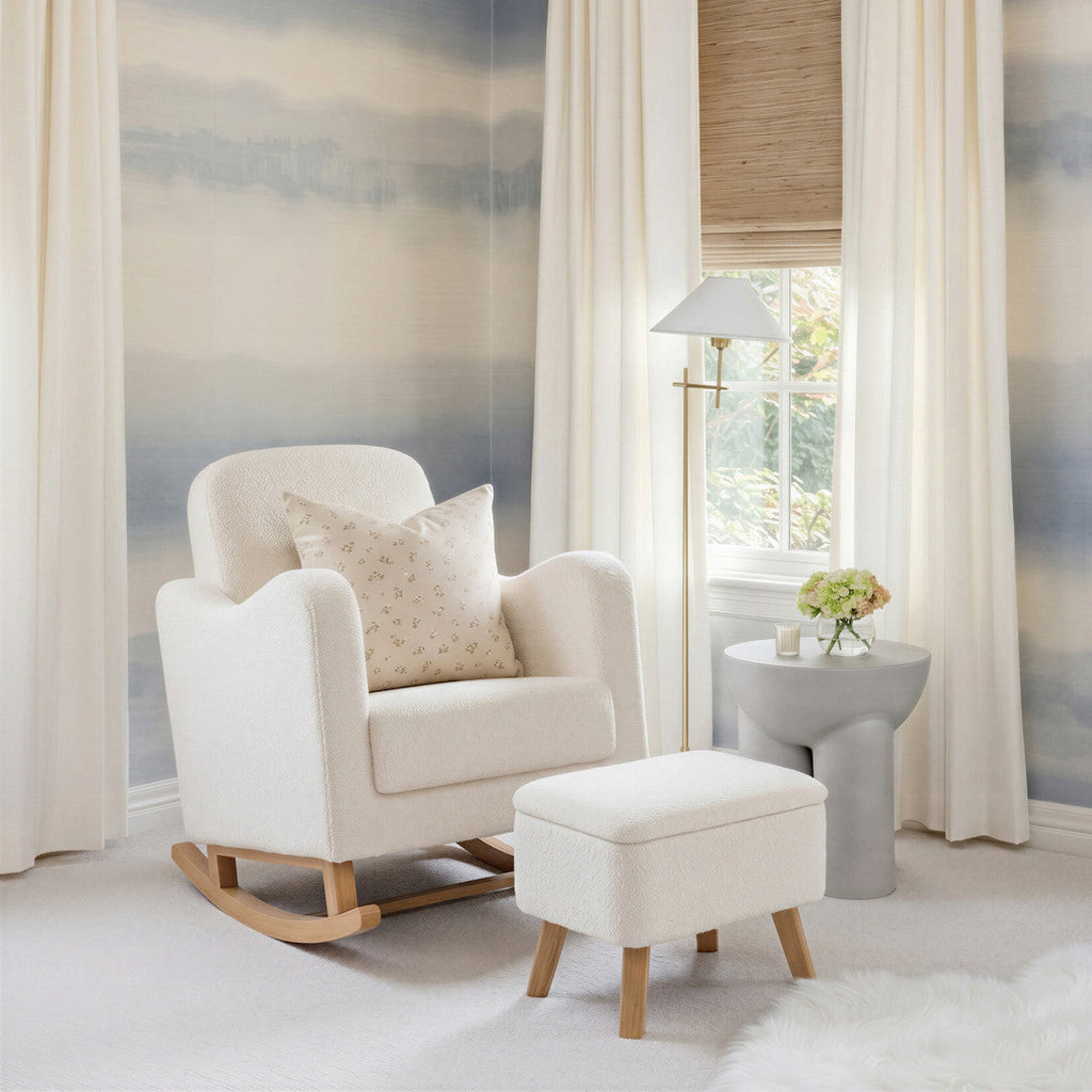 Bebe & Beyond Soother Nursing Chair & Stool - Off White Boucle - Nursing Chair