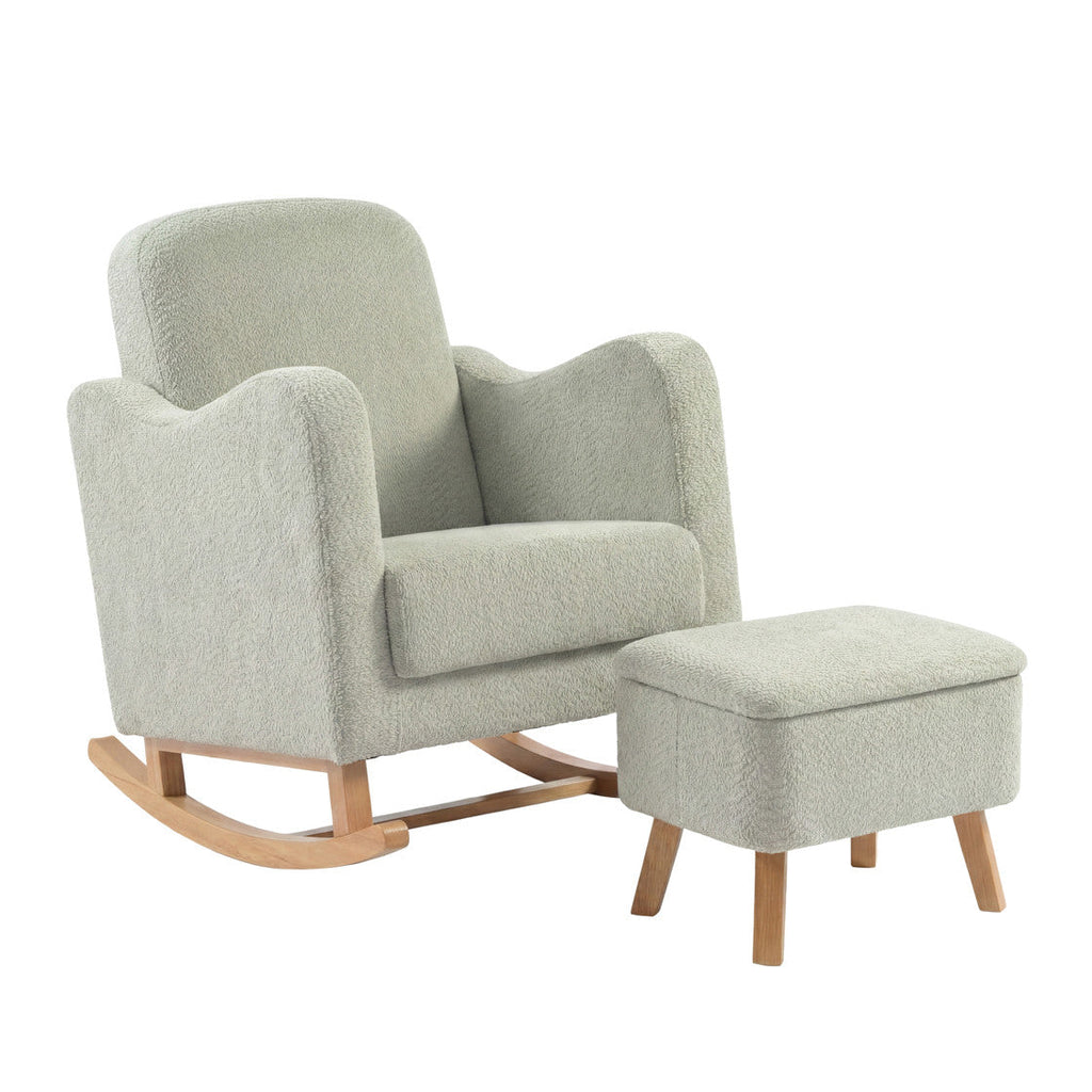 Bebe & Beyond Soother Nursing Chair & Stool - Sage Boucle