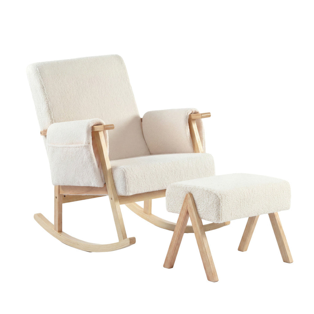 Bebe & Beyond Storyteller Nursing Chair & Stool - Off White Ted