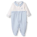 Bebetto Boys Footed Sleepsuit Snap Fastening Little Boss Shirt Collar Full Length Long Sleeve - Blue - Baby Sleeping