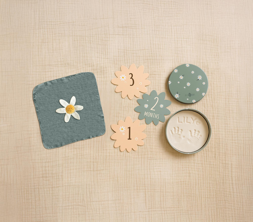 Petit Artichaut Baby Birth Keepsake Set - Daisy Blue