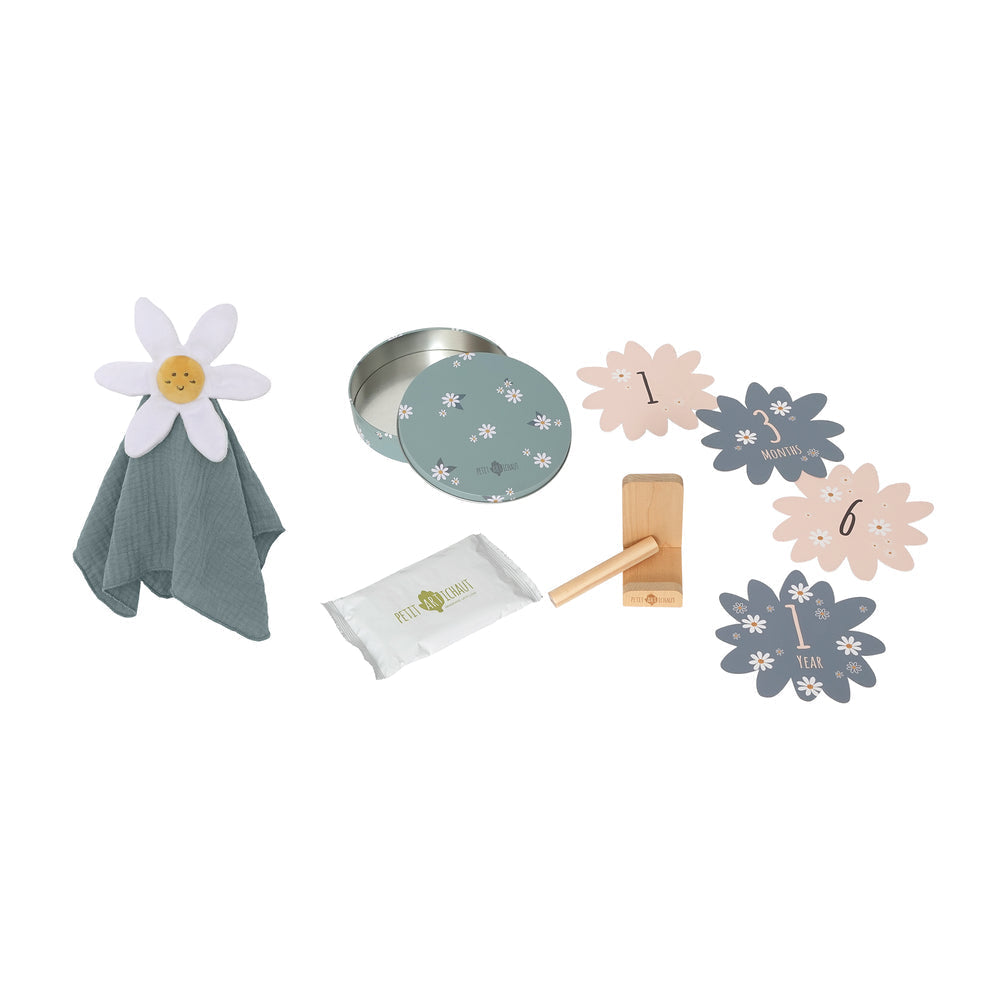 Petit Artichaut Baby Birth Keepsake Set - Daisy Blue