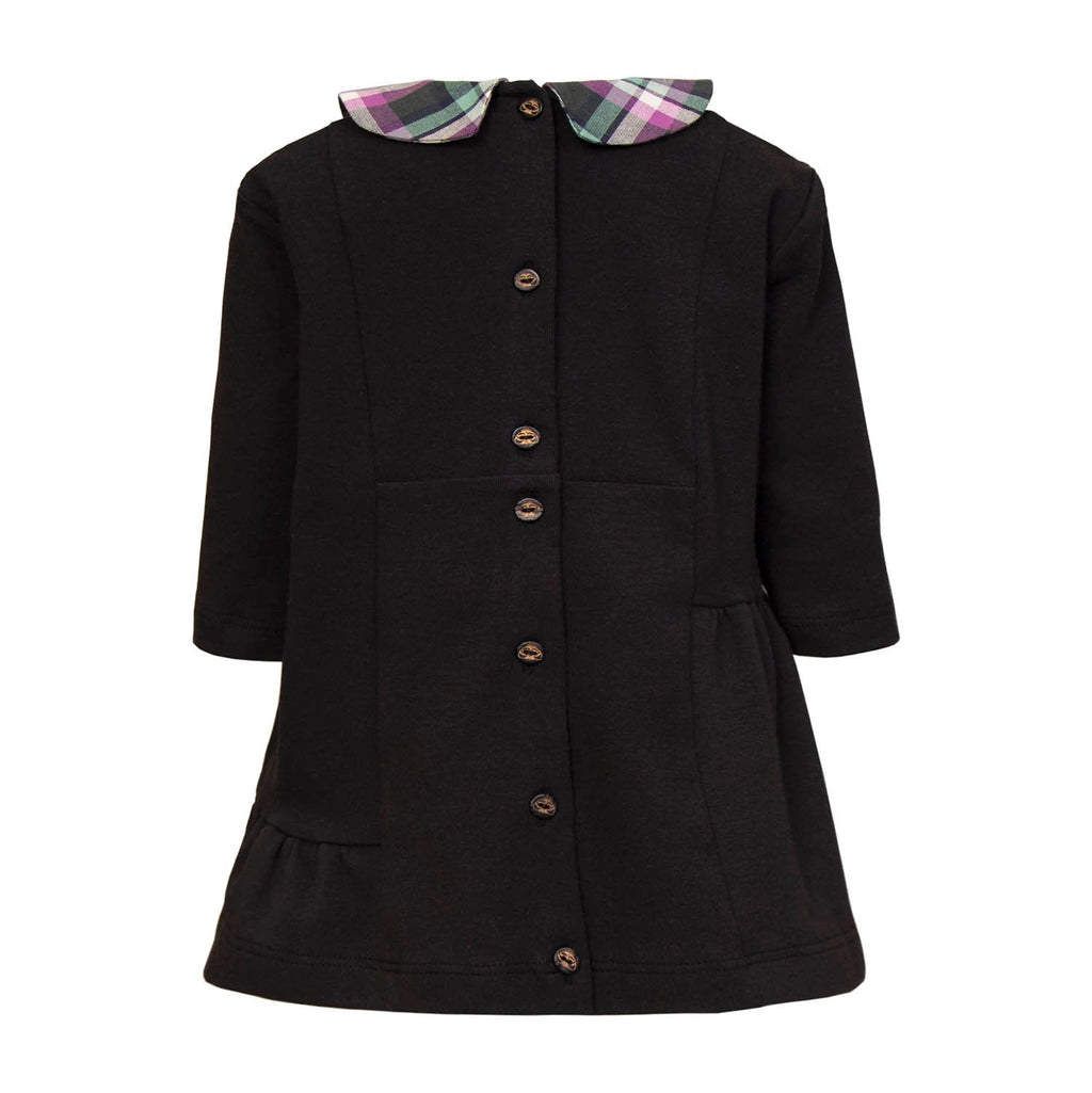 Black Baby Dress with Tartan Detail - Dress