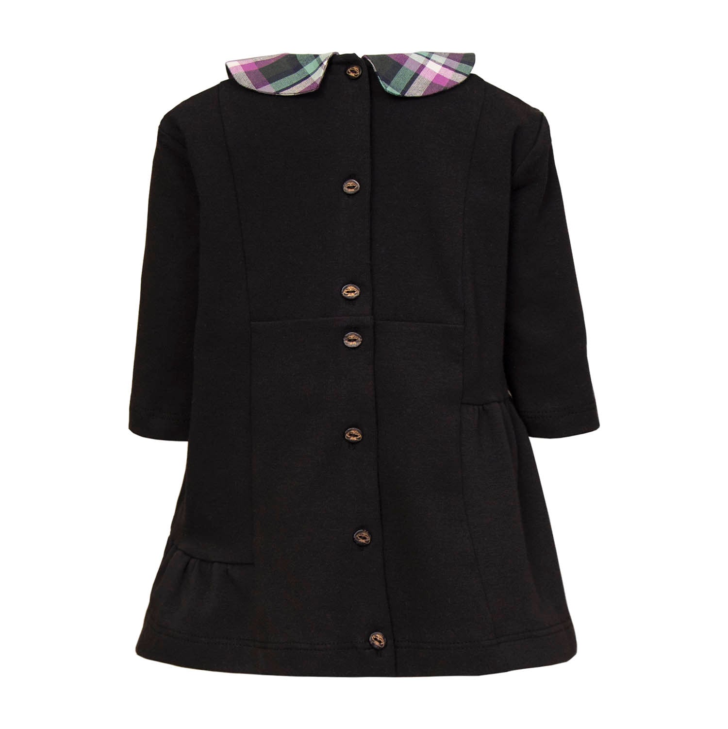 Black Baby Dress with Tartan Detail - Dress