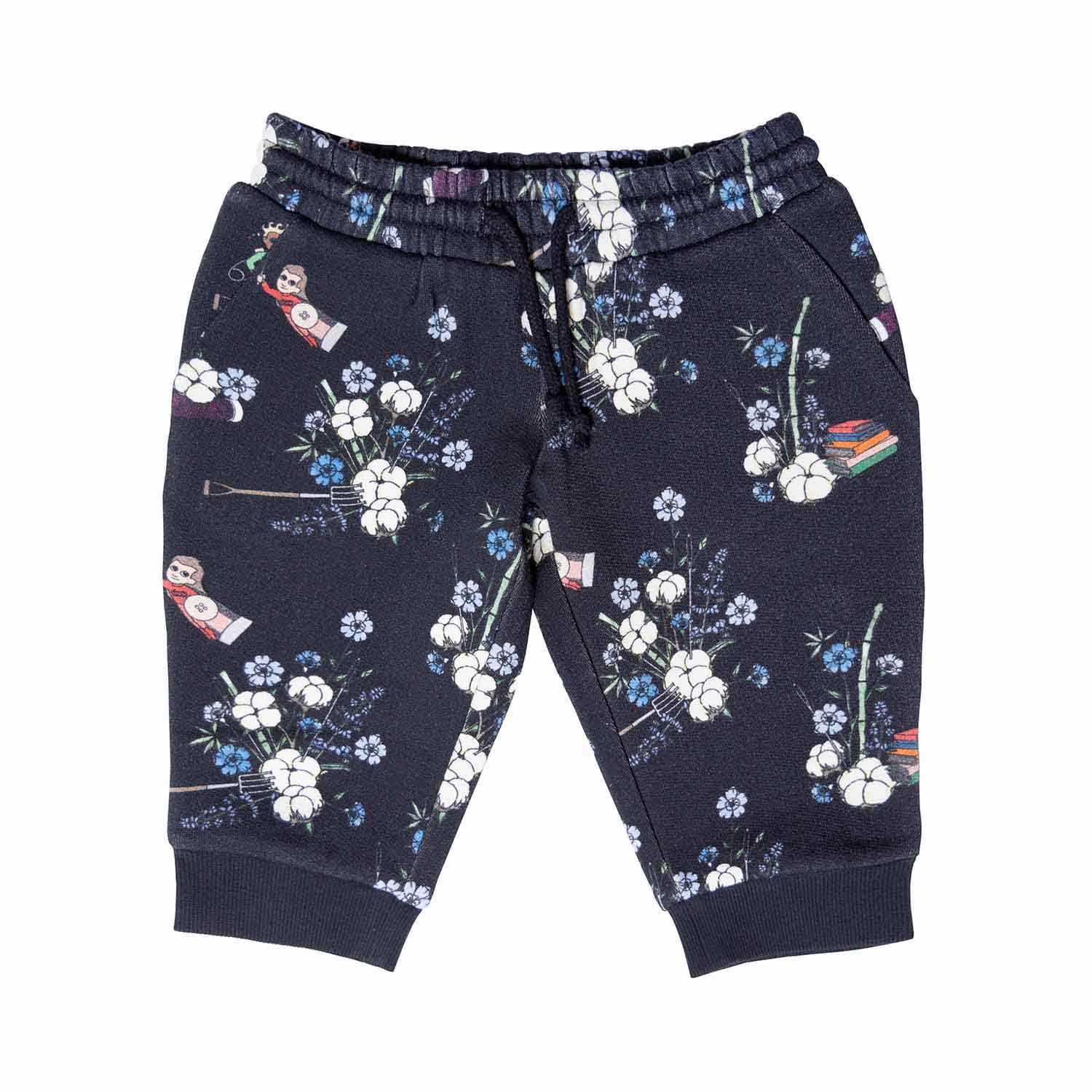 Black Floral Baby Pants - 68 / 6 mths - Pants
