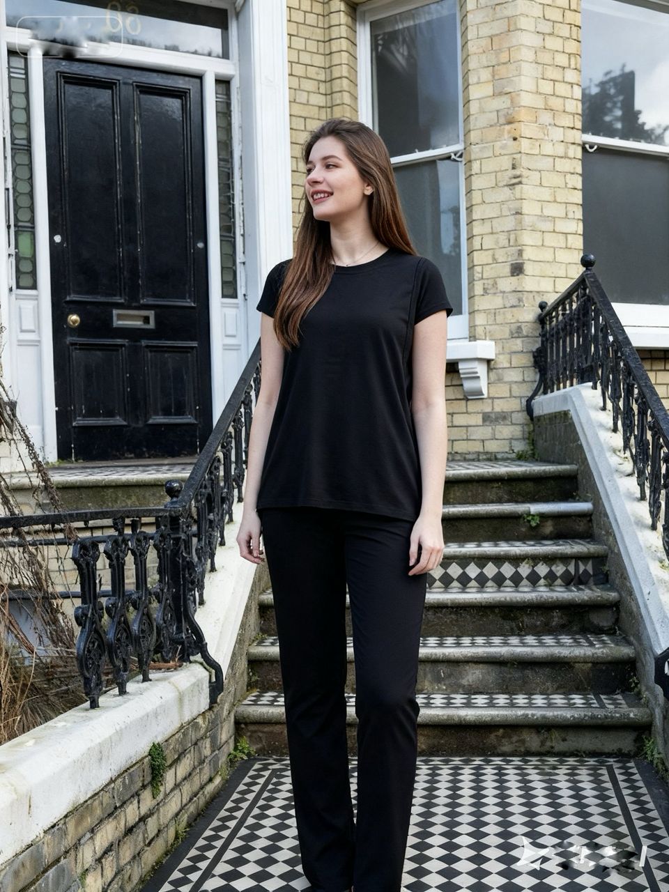 Black Luxurious Cotton Breastfeeding Loungewear Short Sleeve - Loungewear