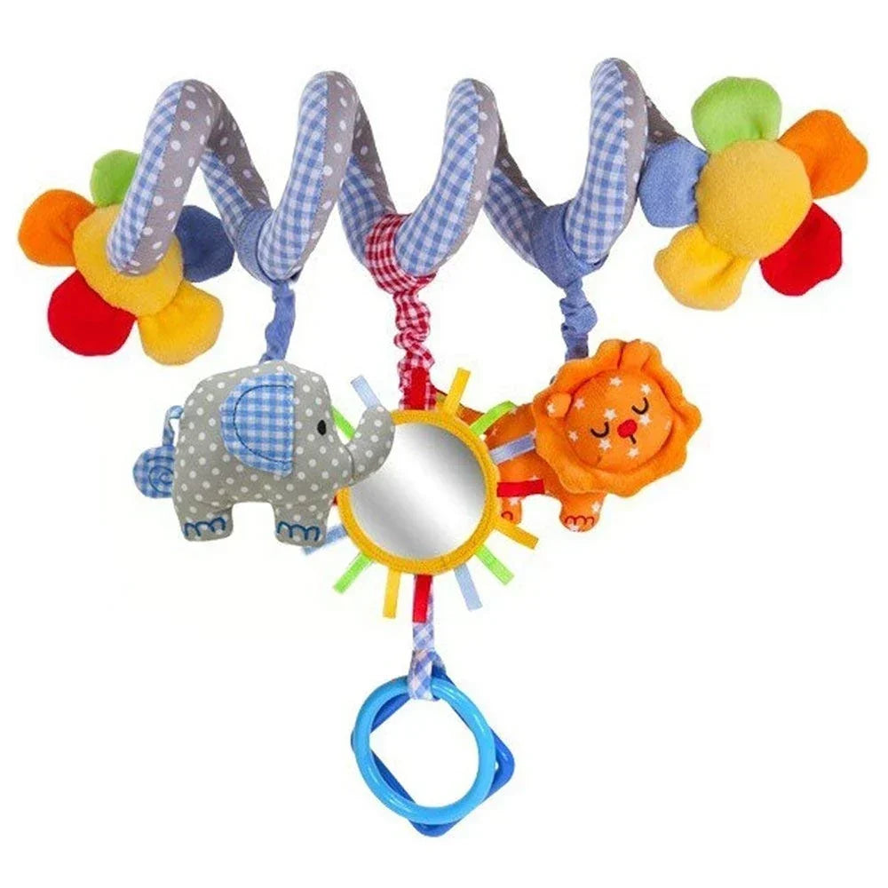 Newborns Spiral Hanging Activity Stroller Toy Baby Carseat Toy Black & White Lion Koala Rattle for Crib Mobile Sensory
