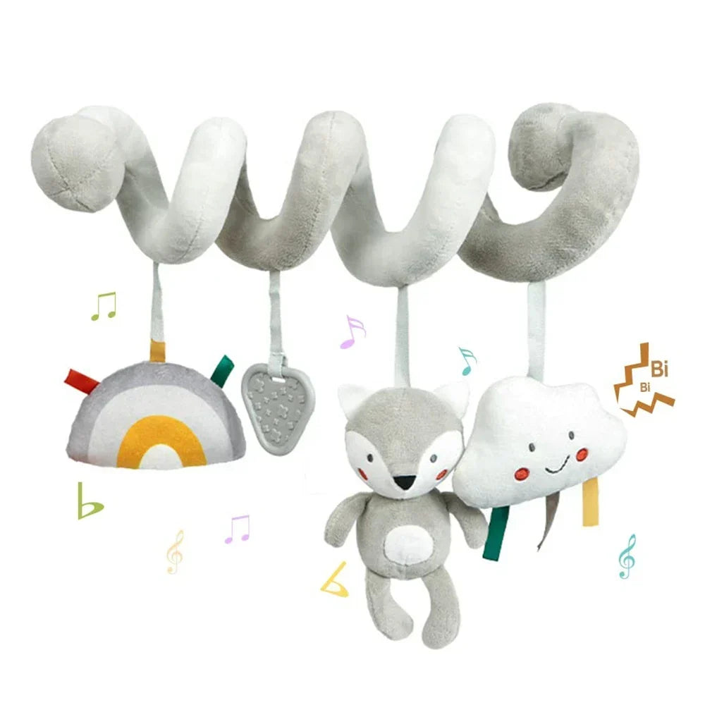 Newborns Spiral Hanging Activity Stroller Toy Baby Carseat Toy Black & White Lion Koala Rattle for Crib Mobile Sensory