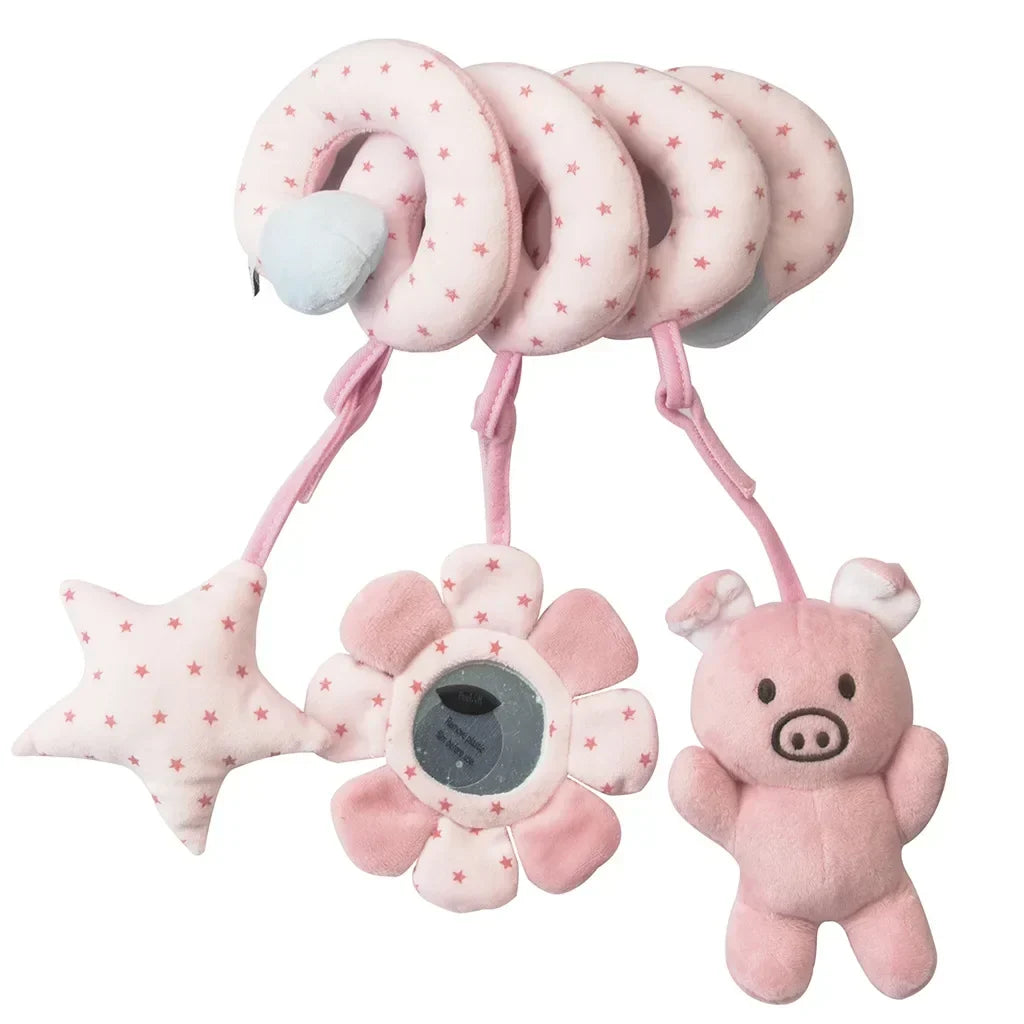 Newborns Spiral Hanging Activity Stroller Toy Baby Carseat Toy Black & White Lion Koala Rattle for Crib Mobile Sensory