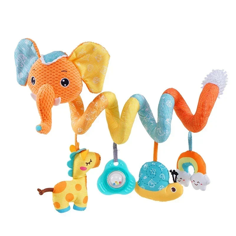 Newborns Spiral Hanging Activity Stroller Toy Baby Carseat Toy Black & White Lion Koala Rattle for Crib Mobile Sensory